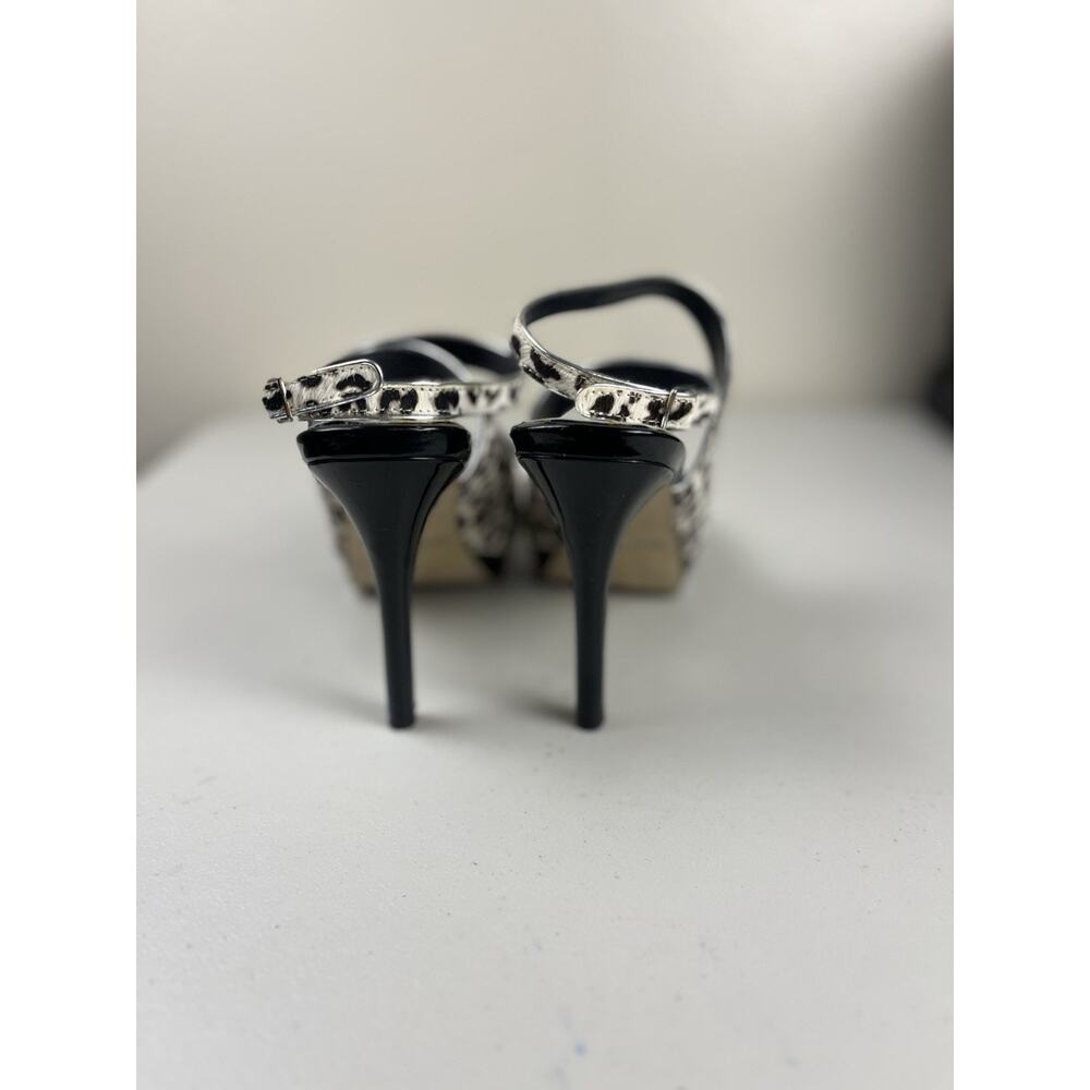 White House Black Market Leopard Print Calf Hair Slingback Heels Size 8M - Picture 4 of 5